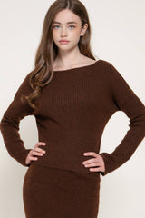Bell Sleeve Wide Boat Neck Sweater: WHT-cream / S