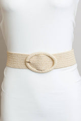Raffia Oval Buckle Belt - Eco Chic: Black