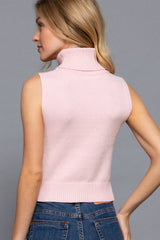 Sleeveless Turtle Neck Sweater Top: IVY-ivory / M
