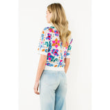 Short Sleeve Flower Knit Top