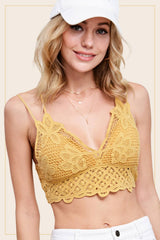 HUB5102-Basic Crochet Bralette Top with Removable Pads: Mocha / S
