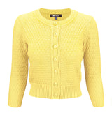 3/4 Sleeve Crewneck Knit Cropped Cardigan Sweater MK3514: BRONZE / XL