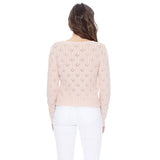 Lace Pattern V-Neck Scallop Hem Button Down Cardigan MK3659: SAGE / M
