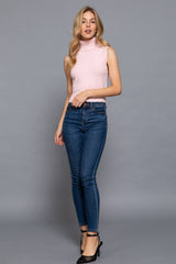 Sleeveless Turtle Neck Sweater Top: IVY-ivory / S