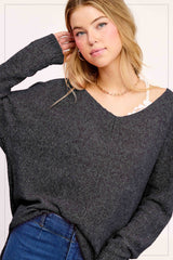 JLS3504-Soft Lightweight Loose Fit Textured Pullover Sweater: Taro / M