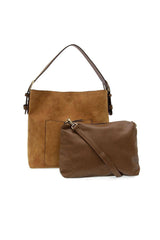 Hobo Handle Rich Faux Suede Handbag: L8235-20 Rust