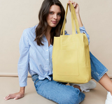 Margie Handcrafted Leather Tote Bag: Dark Grey