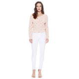 Lace Pattern V-Neck Scallop Hem Button Down Cardigan MK3659: SAGE / S