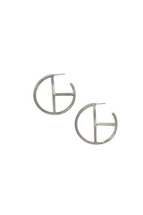 Scratched Geo Hoop Stud Earrings: 343-04ES Silver