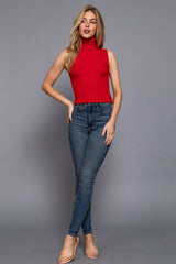 Sleeveless Turtle Neck Sweater Top: IVY-ivory / L