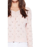 Lace Pattern V-Neck Scallop Hem Button Down Cardigan MK3659: SAGE / S