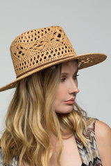 Open-Weave Panama Hat: LIGHT BROWN / 2 / ONE SIZE (OS)