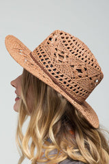 Open-Weave Panama Hat: LIGHT BROWN / 2 / ONE SIZE (OS)