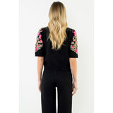 Short Sleeve Floral Sweater