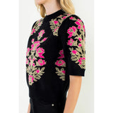 Short Sleeve Floral Sweater