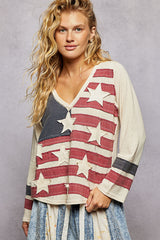 Vintage Wash American Flag Patch Top