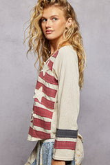 Vintage Wash American Flag Patch Top