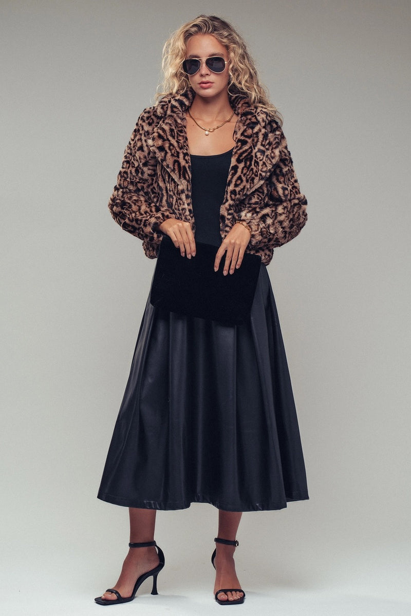 Cropped Faux Fur Leopard Jacket