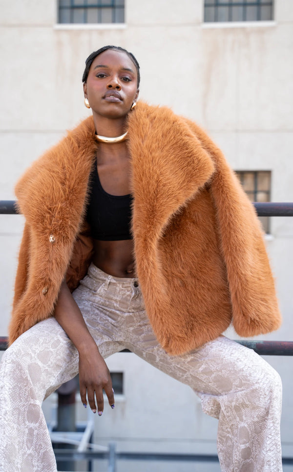 Regina Tan Faux Fur Coat
