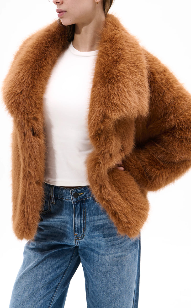 Regina Tan Faux Fur Coat