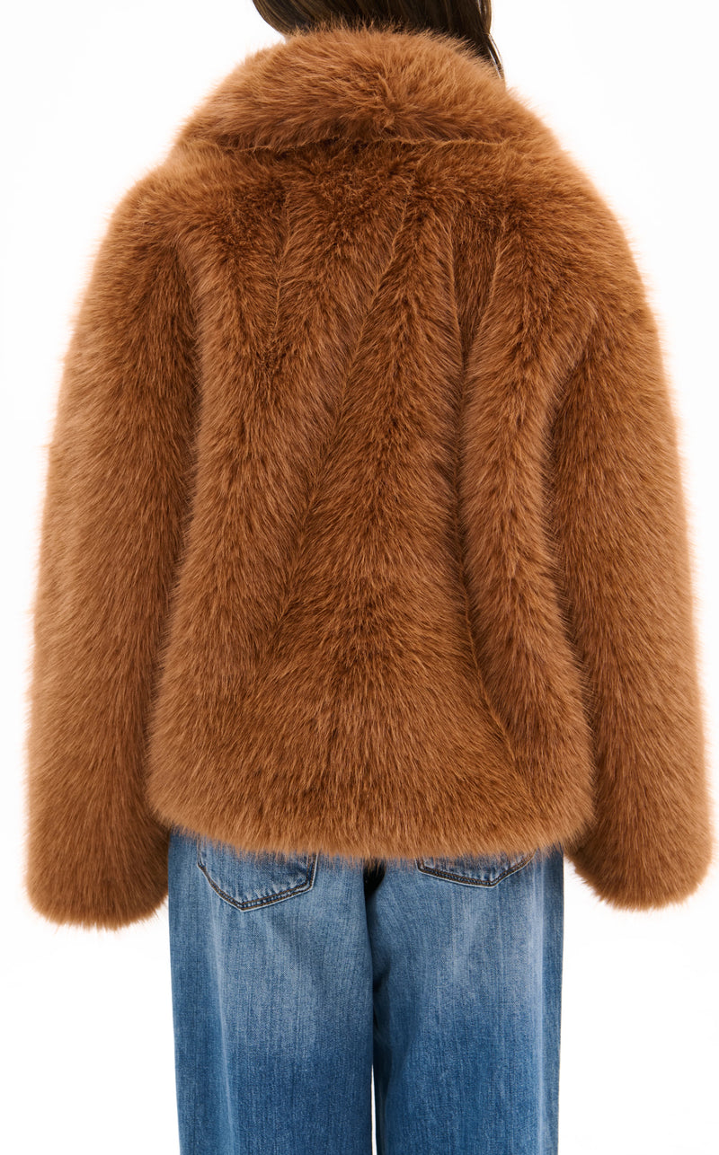 Regina Tan Faux Fur Coat