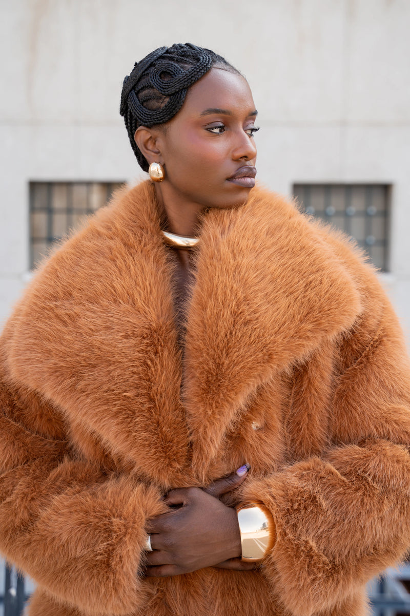 Regina Tan Faux Fur Coat