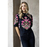 Short Sleeve Floral Sweater