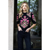 Short Sleeve Floral Sweater