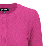 3/4 Sleeve Crewneck Knit Cropped Cardigan Sweater