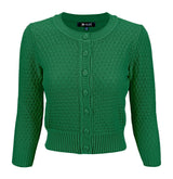 3/4 Sleeve Crewneck Knit Cropped Cardigan Sweater