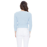 3/4 Sleeve Crewneck Knit Cropped Cardigan Sweater