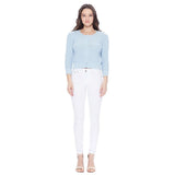 3/4 Sleeve Crewneck Knit Cropped Cardigan Sweater