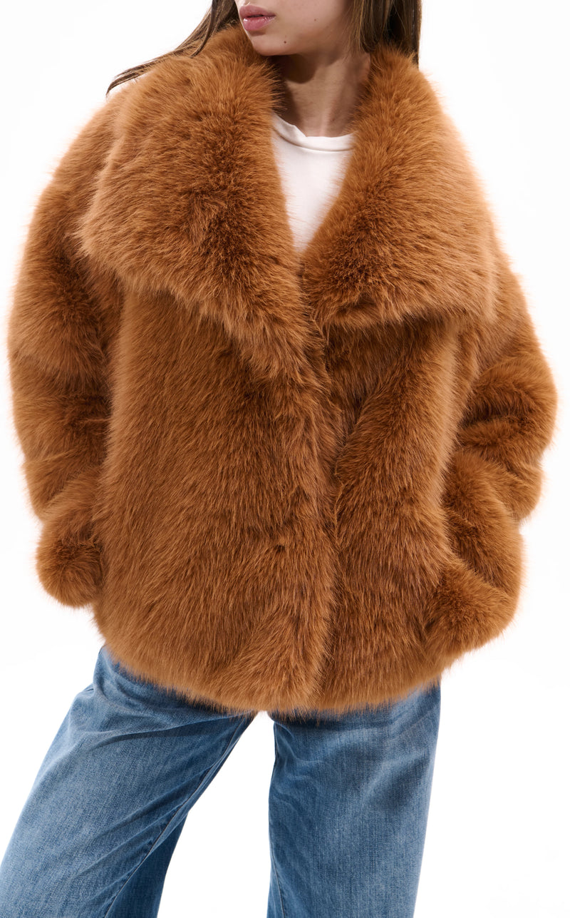Regina Tan Faux Fur Coat
