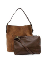 Hobo Handle Rich Faux Suede Handbag: L8235-20 Rust
