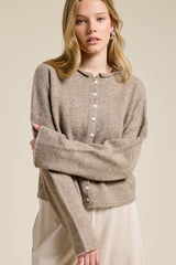Essential Button Down Cardigan Top: Basil / L