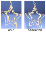 Triple Open-Stars Drop Earrings: MU-Gold/Silver / 2 / OS