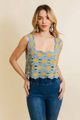 Cute Daisy Crochet Crop Top 🌼 | Trendy Summer Fashion: Natural