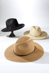 Braided Double Band Panama Hat: DARK NATURAL / 2 / ONE SIZE (OS)