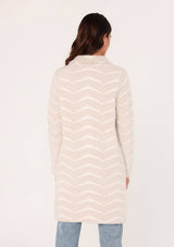 Fuzzy Chevron Jacquard Button Front Cardigan: Black/White / M