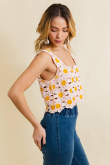 Cute Daisy Crochet Crop Top 🌼 | Trendy Summer Fashion: Pink