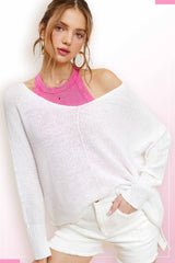 JLS3504-Soft Lightweight Loose Fit Textured Pullover Sweater: Taro / S