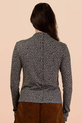 Grey Leopard Knit Top