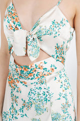 White Floral Print Cutout Dress