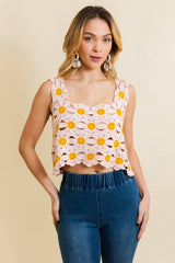 Cute Daisy Crochet Crop Top 🌼 | Trendy Summer Fashion: Natural