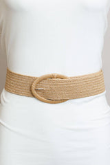 Raffia Oval Buckle Belt - Eco Chic: Black