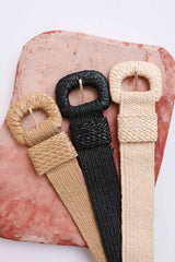 Bestseller Stretchable Raffia Belt – Eco-Friendly Fashion 🌾: Black