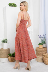 Satin Floral Print Dress