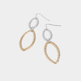 Oval Drop Dangle Earrings- Mixed Metal