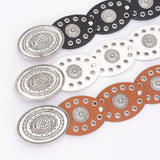 Faux Leather Oval Shape Vintage Belt: BK