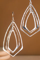 Hammered Multi Marquise Drop Earrings: SILVER(SV)
